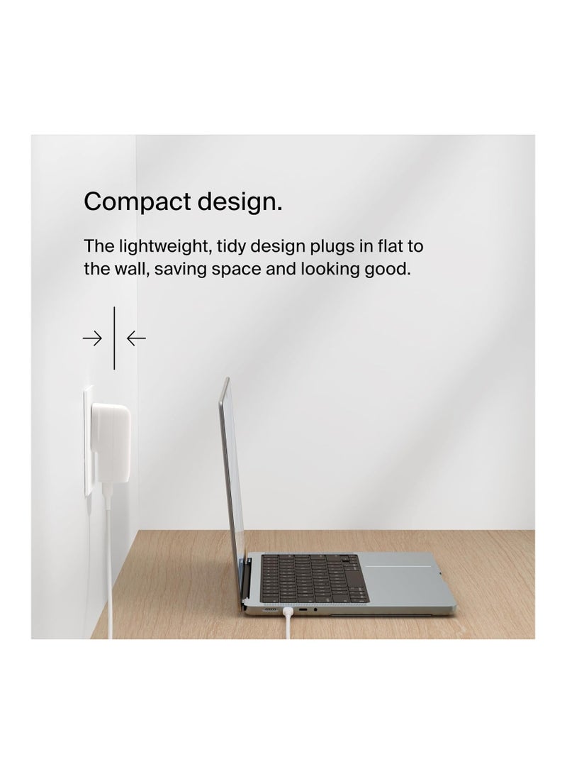 belkin - BoostCharge 3-Port USB-C Wall Charger with PPS 67W, USB-C PD 3.1 Enabled Fast Charging iPhone Charger for iPhone 16 Series, MacBook Pro, AirPods, Galaxy, and more, USB-C to USB-C cable included White - Image 1