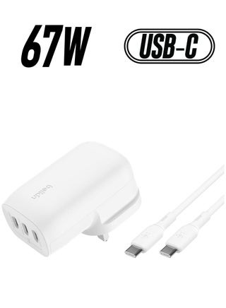 BoostCharge 3-Port USB-C Wall Charger with PPS 67W, USB-C PD 3.1 Enabled Fast Charging iPhone Charger for iPhone 16 Series, MacBook Pro, AirPods, Galaxy, and more, USB-C to USB-C cable included White - pnsku/N70126274V/45/_/1738232790/a0bc8f59-5c0c-458d-ac77-4bab69d769c3