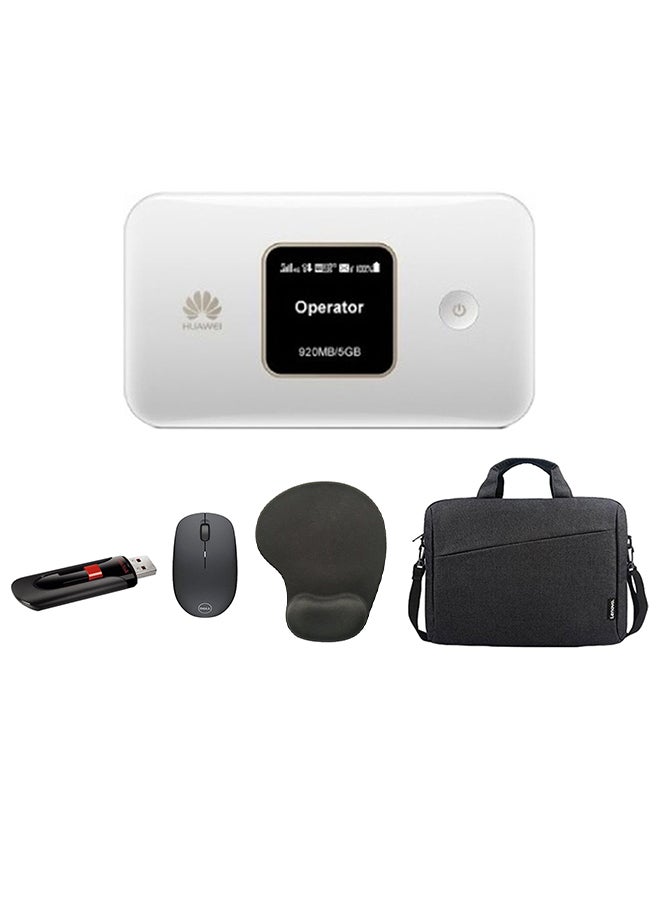 HUAWEI Starter's Tech Essentials Bundle - Huwaei 3000.0 mAh E5785 Mobile WiFi Elite 3 + Dell WM126 Wireless Mouse + Mouse Pad With Wrist Support + Sandisk Cruzer Glide Flash Drive 128 GB + 15.6-Inch Laptop Casual Toploader Laptop Bag Black/White  - Image 1