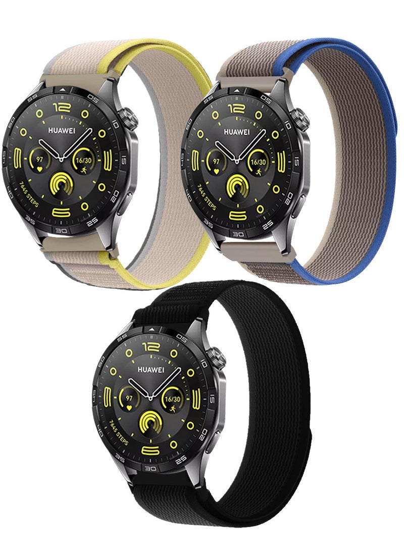 MARGOUN - ( for Huawei Watch GT4 ) 3 Pack, Trail Loop Band, Braided Elastic Weave Sport Strap, Nylon Sport Loop Bands for Men Women Multicolour-3a - Image 1