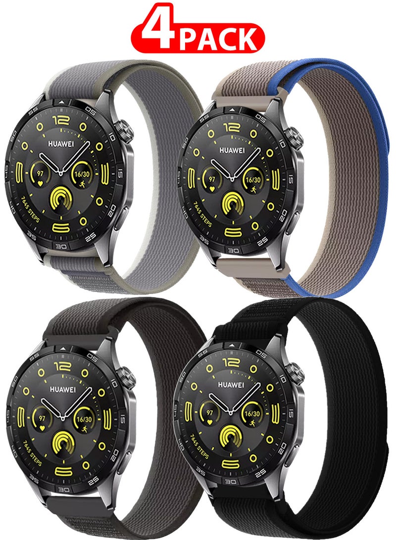 MARGOUN ( for Huawei Watch GT4 ) 4 Pack, Trail Loop Band, Braided Elastic Weave Sport Strap, Nylon Sport Loop Bands for Men Women Multicolour-4b - Image 1