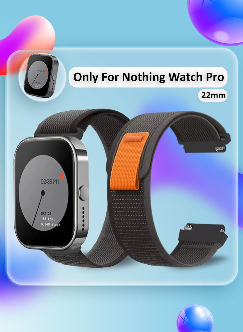 MARGOUN - ( for Nothing Watch Pro ) Trail Loop Band, Braided Elastic Weave Sport Strap, Nylon Sport Loop Bands for Men Women Dark Grey - Image 1