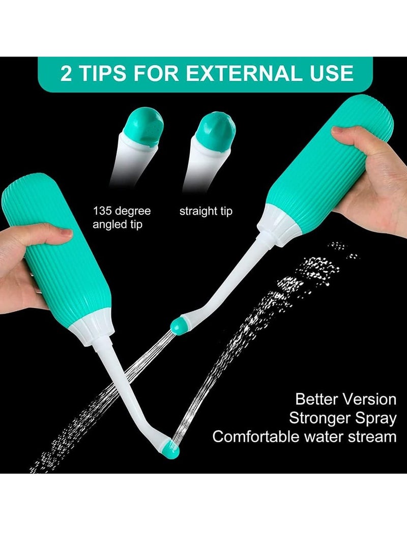 Portable Travel Bidet with Three Nozzles for Toilet Handheld Postpartum Perineal Cleansing Childbirth Cleaner - for Outdoor,Camping,Travling,Personal Hygiene, with Travel Bag, 500 ml Capacit Calming Green