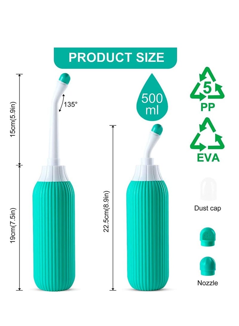 Portable Travel Bidet with Three Nozzles for Toilet Handheld Postpartum Perineal Cleansing Childbirth Cleaner - for Outdoor,Camping,Travling,Personal Hygiene, with Travel Bag, 500 ml Capacit Calming Green