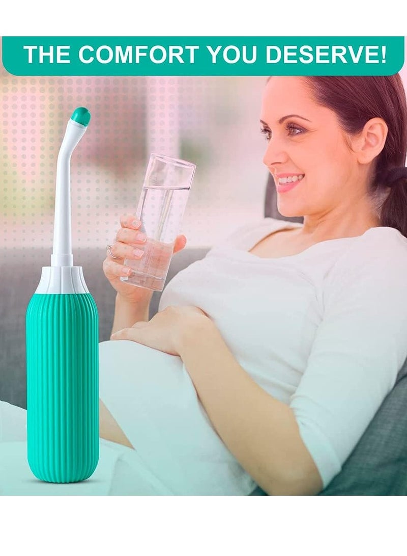 Portable Travel Bidet with Three Nozzles for Toilet Handheld Postpartum Perineal Cleansing Childbirth Cleaner - for Outdoor,Camping,Travling,Personal Hygiene, with Travel Bag, 500 ml Capacit Calming Green