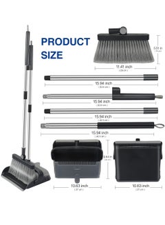 Home Care Brooms And Stand Up Dust Pan Sets Home Cleaning With Long Handle Broom And Dustpan  - Image 2