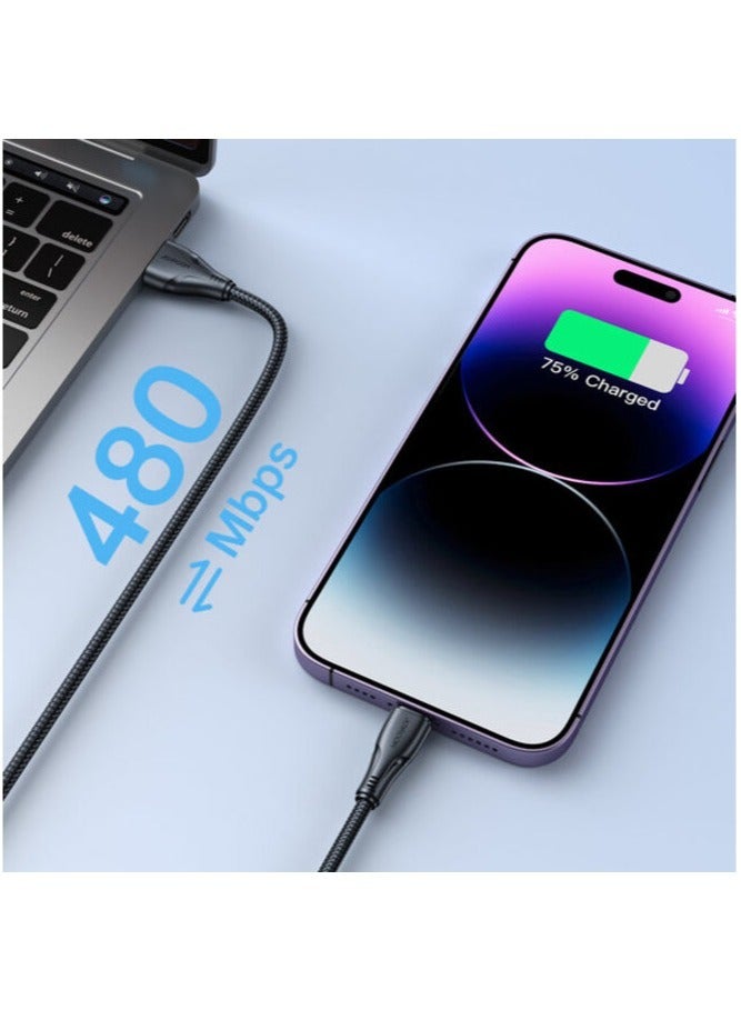 JOYROOM S-A11 Fast Charging Data Cable USB-A To Lightning Surpass Series 3A Provides fast charging for iP Phone, iP Pad ,iP Pods, 1.2M Black - Image 4