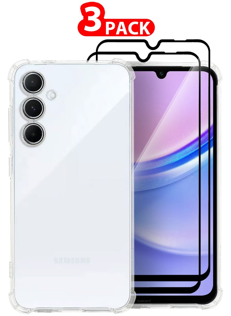 MARGOUN ( for Samsung Galaxy A16 5G ) 3 Pack, 1 TPU Case and 2 Screen Protectors, Military-Grade Shockproof, Ultra-Thin, Drop-Proof Case Cover / Clear Colour Clear  - Image 1