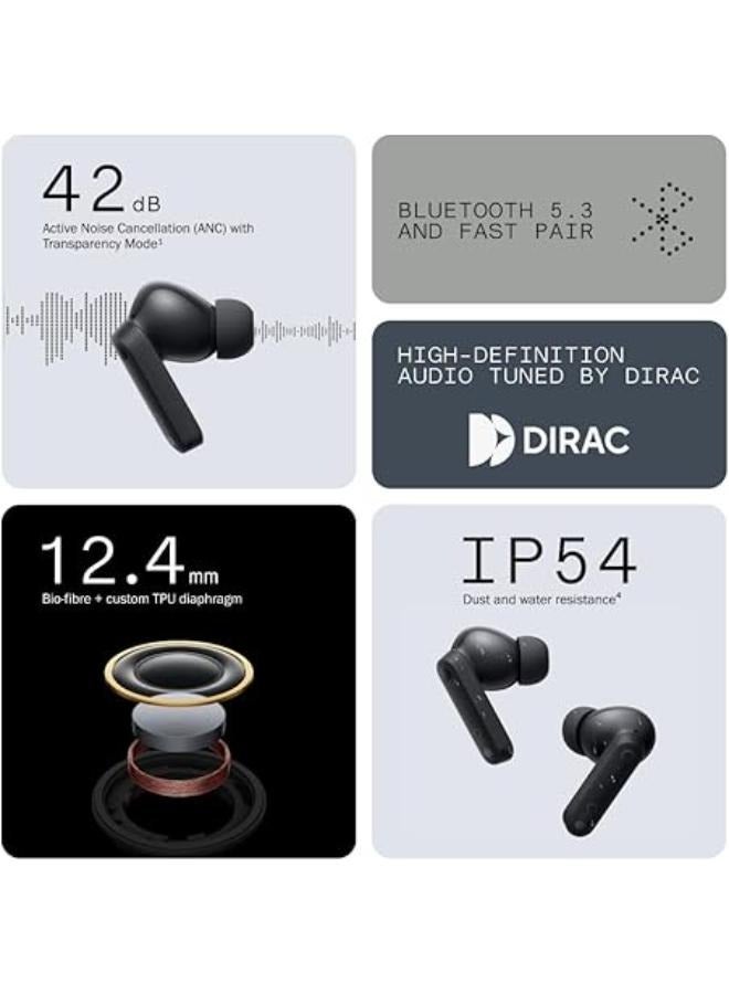 CMF by Nothing Buds - Wireless Earphones with 42dB ANC, Transparency Mode, Ultra Bass Technology 2.0, HD Audio by DIRAC, IP54 Dust and Water Resistance, and Dual Device Connection