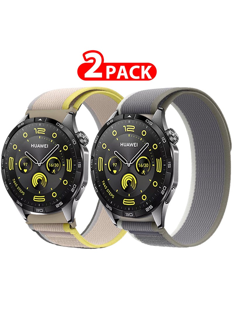 MARGOUN - ( for Huawei Watch GT4 ) 2 Pack, Trail Loop Band, Braided Elastic Weave Sport Strap, Nylon Sport Loop Bands for Men Women Multicolour-2d - Image 1