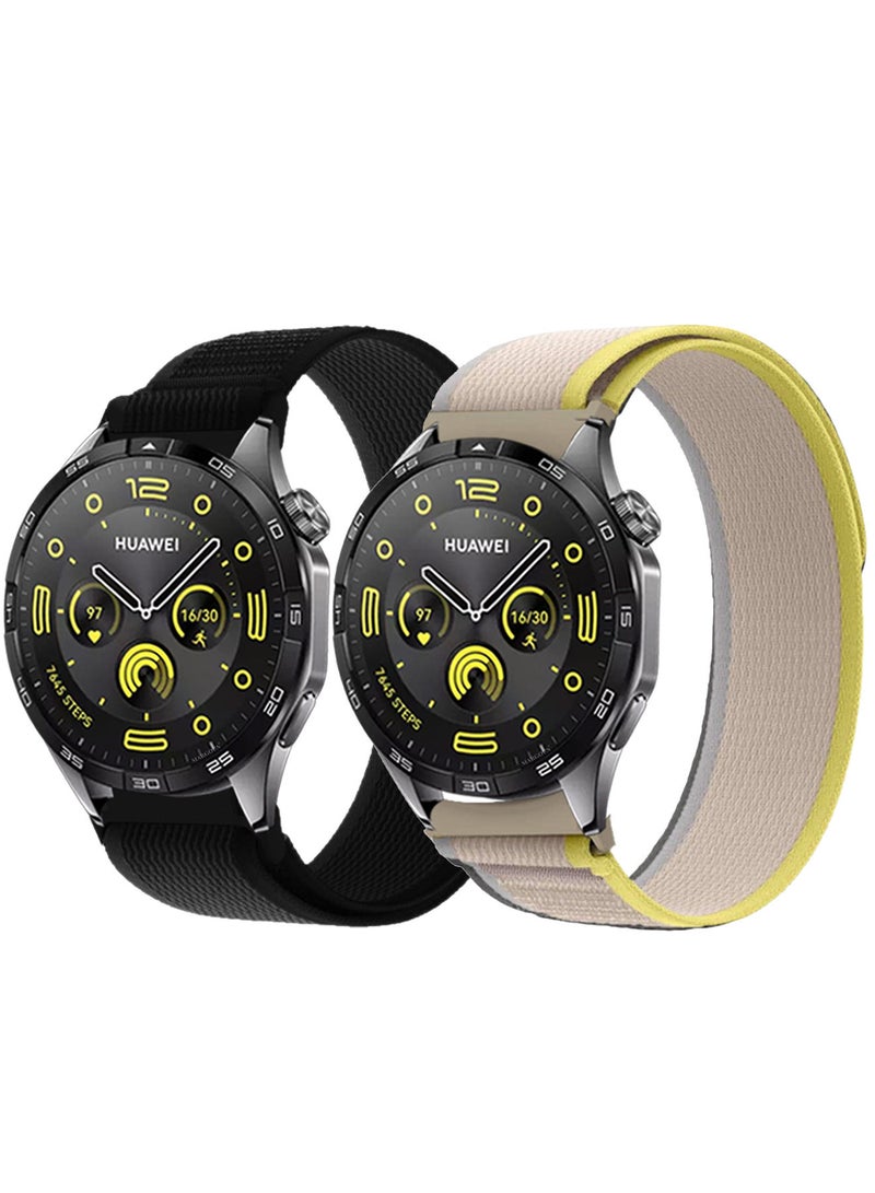 MARGOUN ( for Huawei Watch GT4 ) 2 Pack, Trail Loop Band, Braided Elastic Weave Sport Strap, Nylon Sport Loop Bands for Men Women Multicolour-2f - Image 2