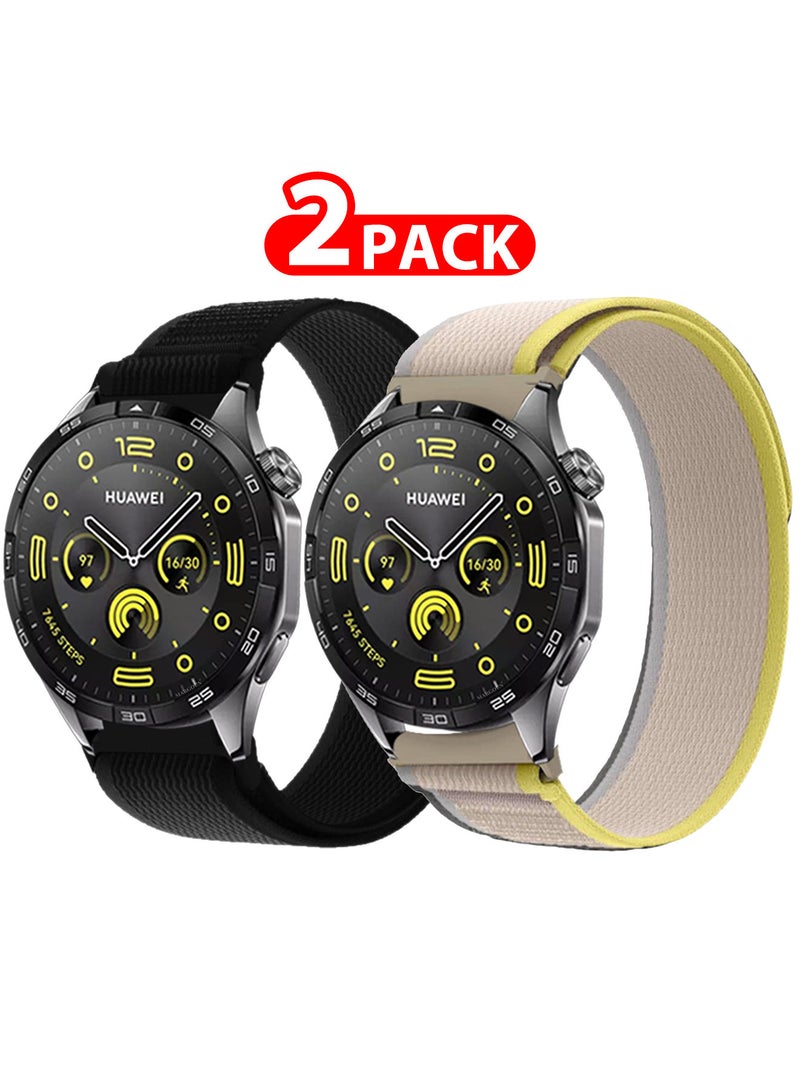 MARGOUN ( for Huawei Watch GT4 ) 2 Pack, Trail Loop Band, Braided Elastic Weave Sport Strap, Nylon Sport Loop Bands for Men Women Multicolour-2f - Image 1