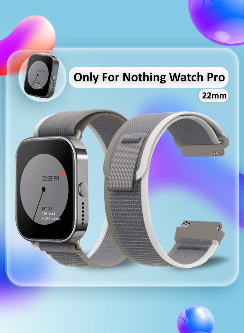 MARGOUN ( for Nothing Watch Pro ) Trail Loop Band, Braided Elastic Weave Sport Strap, Nylon Sport Loop Bands for Men Women Grey  - Image 2