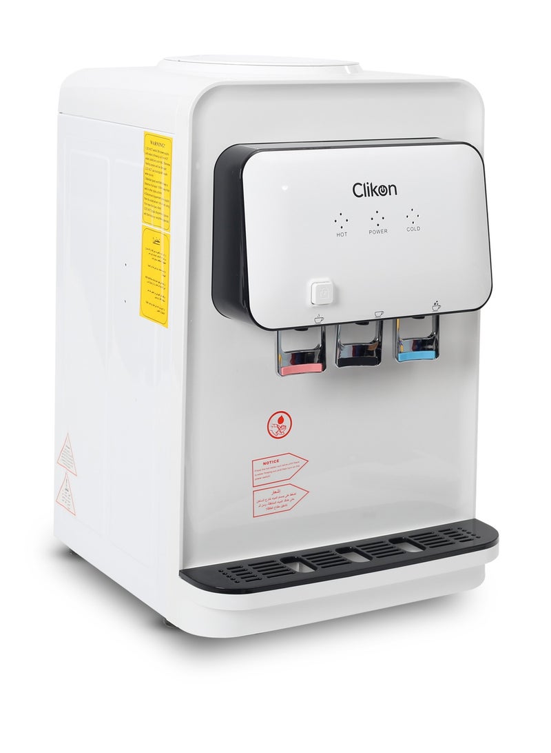Clikon Table Top Hot, Cool & Normal Water Dispenser - Stainless Steel Tank Top Loading with 3 Taps Ideal for Home/Office/Shop & More CK4055 White  - Image 2