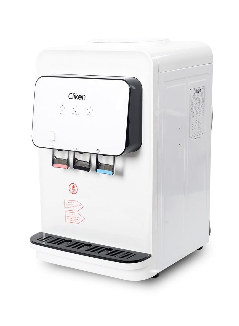Clikon Table Top Hot, Cool & Normal Water Dispenser - Stainless Steel Tank Top Loading with 3 Taps Ideal for Home/Office/Shop & More CK4055 White  - Image 3