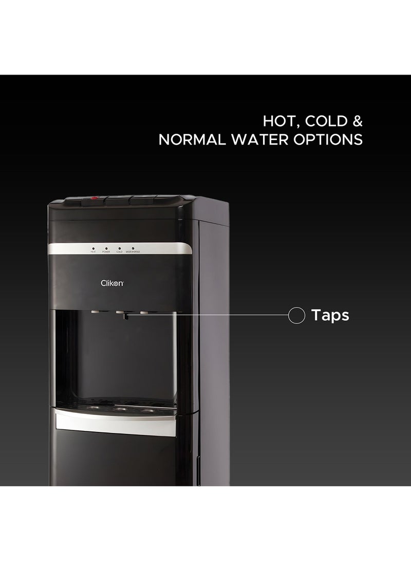 Clikon Bottom Loading Water Dispenser, Hot, Cold, Normal Water, Floor Standing, Hold Up to 5-Gallon Water Bottle, Made With stainless Steel Tank, Water Level Indicator Sensor And Child Lock CK4050 Black - Image 3