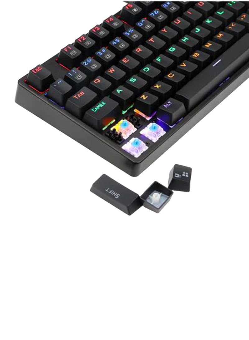 K576R Daksa Mechanical Gaming Keyboard Blue Switch , multimedia keyboard built with special key tops ,87 Keys Small Compact Mechanical Gaming Keyboard
