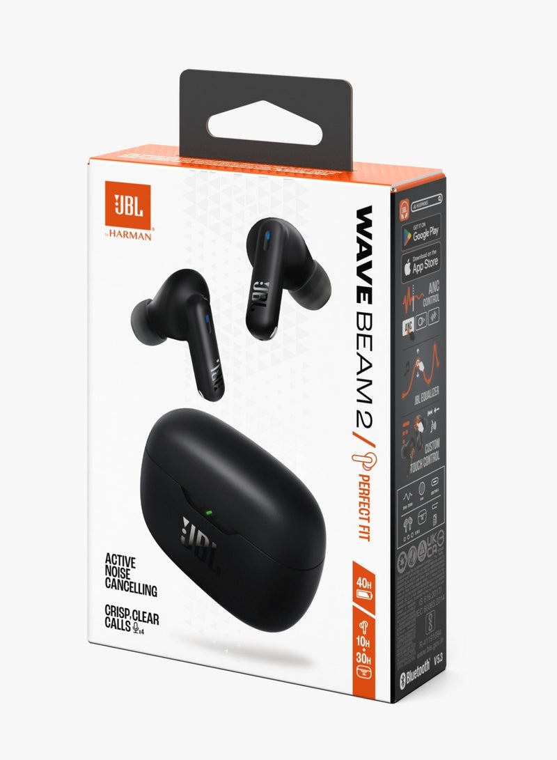 JBL - Wave Beam 2 True Wireless Noise Cancelling Earbuds Black - Image 1