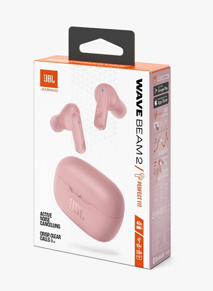 JBL - Wave Beam 2 True Wireless Noise Cancelling Earbuds Pink - Image 1