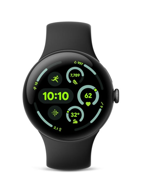 Pixel Watch 3 (45mm) - Android Smartwatch with Heart Rate Tracking, Advanced Running from Fitbit, Fitness Insights, 24-Hour Battery - Matte Black Aluminium Case - Obsidian Band - Wi-Fi Black