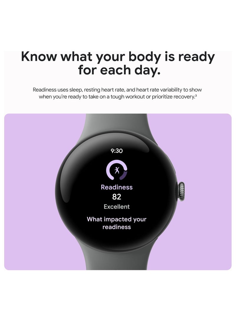 Google - Pixel Watch 3 (45 mm) - Android Smartwatch With Heart Rate Tracking, Advanced Running From Fitbit, Fitness Insights, 24-Hour Battery - Matte Hazel Aluminium Case - Hazel Band - Wi-Fi Hazel - Image 1