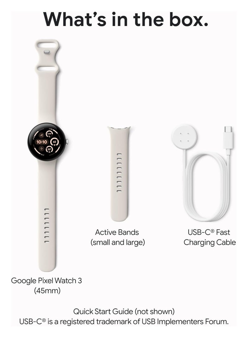 Google - Pixel Watch 3 (45 mm) - Android Smartwatch With Heart Rate Tracking, Advanced Running From Fitbit, Fitness Insights, 24-Hour Battery - Matte Hazel Aluminium Case - Hazel Band - Wi-Fi Hazel - Image 1