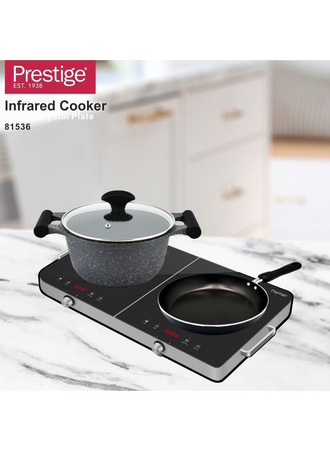 Prestige Double Infrared Cooker 2800W | Touch and Knob control Induction Cooker with Over Heat Protection | Induction cooker 2 Burner 2800 W PR81536 White  - Image 5