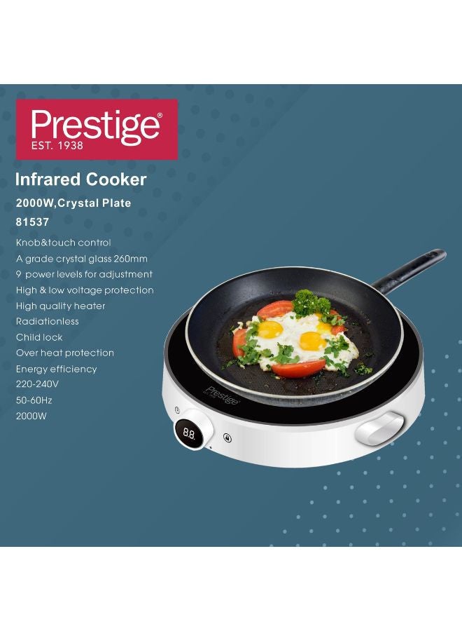 Prestige - Infrared Cooker 2000W | Touch and Knob control Induction Cooker with Over Heat Protection | Induction Cook Top 2000 W PR81537 White - Image 1