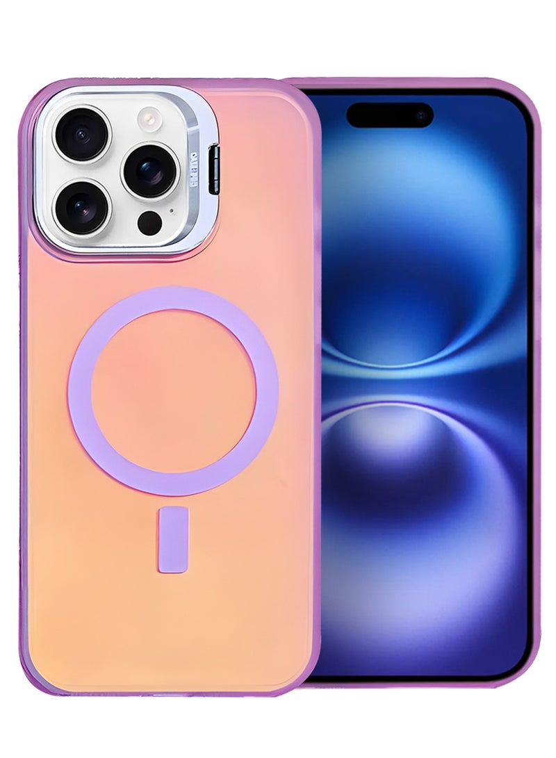 MARGOUN ( iPhone 16 Pro Max ) Case, Gradient Holographic Iridescent MagSafe Case,Kickstand Case Cover Holographic Purple - Image 1