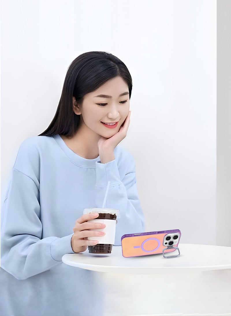 MARGOUN ( iPhone 16 Pro Max ) Case, Gradient Holographic Iridescent MagSafe Case,Kickstand Case Cover Holographic Purple - Image 5