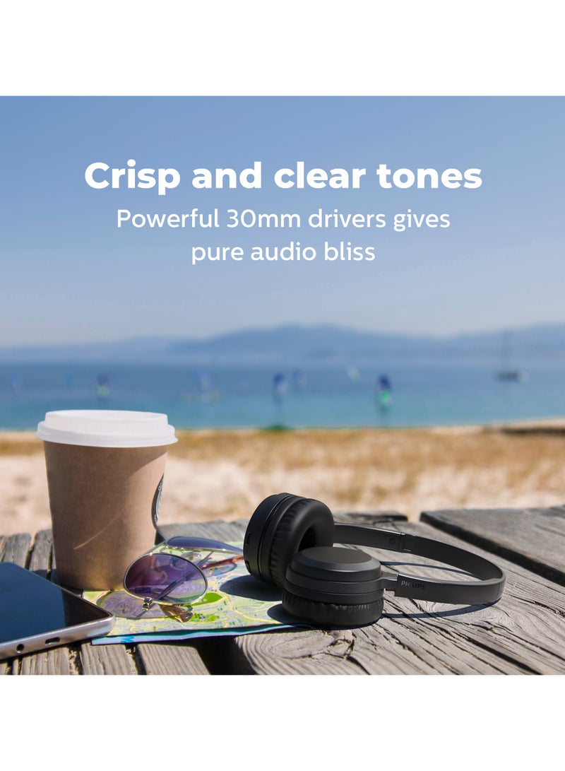 Philips Wireless On-Ear Headphones-15 Hour Play Time- Light Weight-Foldable- Fast Charging Black  - Image 4
