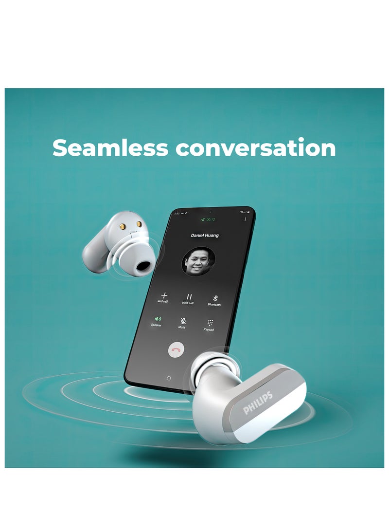 Philips - True Wireless Noise-Canceling Earbuds, Clear Calls, 21-Hour Playtime, Ipx4 Water Resistant White - Image 1