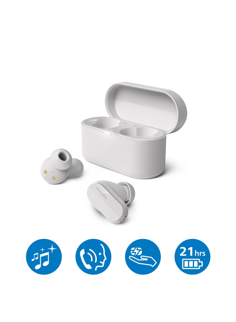 Philips - True Wireless Noise-Canceling Earbuds, Clear Calls, 21-Hour Playtime, Ipx4 Water Resistant White - Image 1