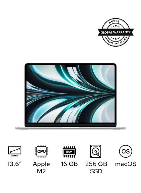 13.6-inch MacBook Air MC7V4 : Apple M2 chip with 8-core CPU and 8-core GPU, 16GB, 256GB SSD English/Arabic Silver