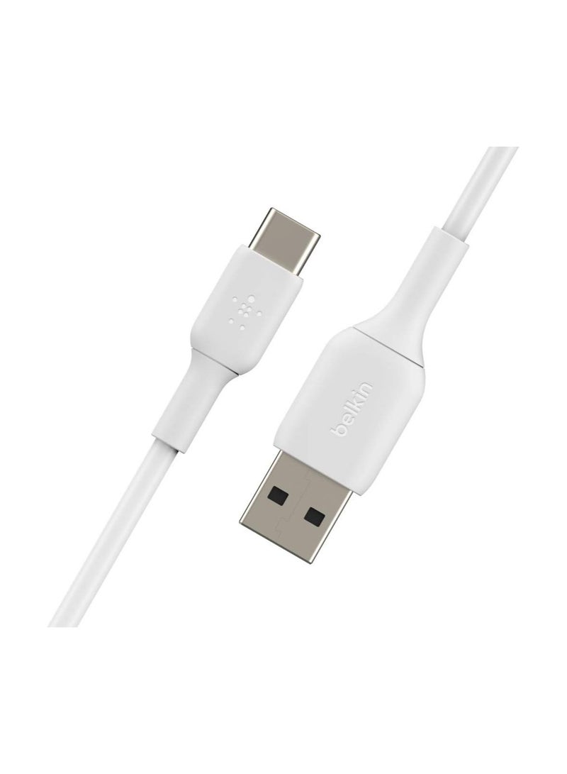 belkin BoostCharge USB C charger cable, USB-C to USB-A cable, USB type C charging cable for iPhone 15, Samsung Galaxy S24, S24+, S24 Ultra, Pixel, iPad Pro, Nintendo Switch and more - 1m, White  - Image 2