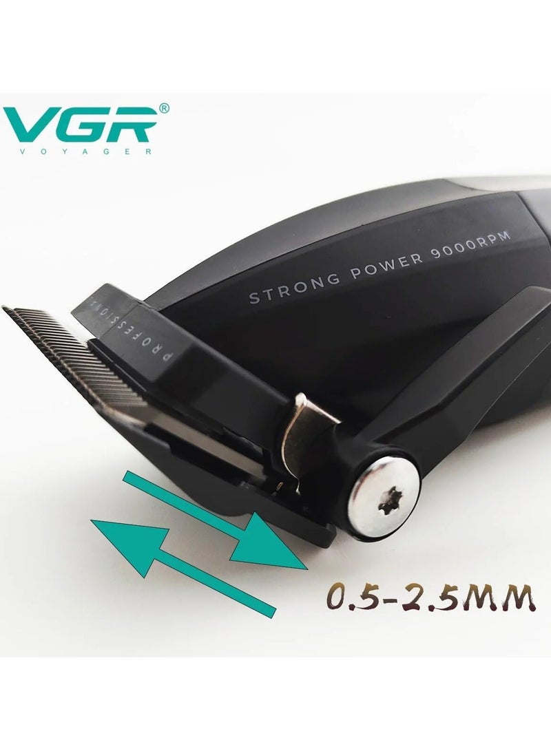 VGR - V-003 Professional Super Quality 9000RPM 2 Speed ​​Hair Clipper Ceramic Powder Coating Metal Blade Digital Display 2500mAh Battery 4 Adjustable Taper Lever 6 Guide Combs (Gold) - Image 1