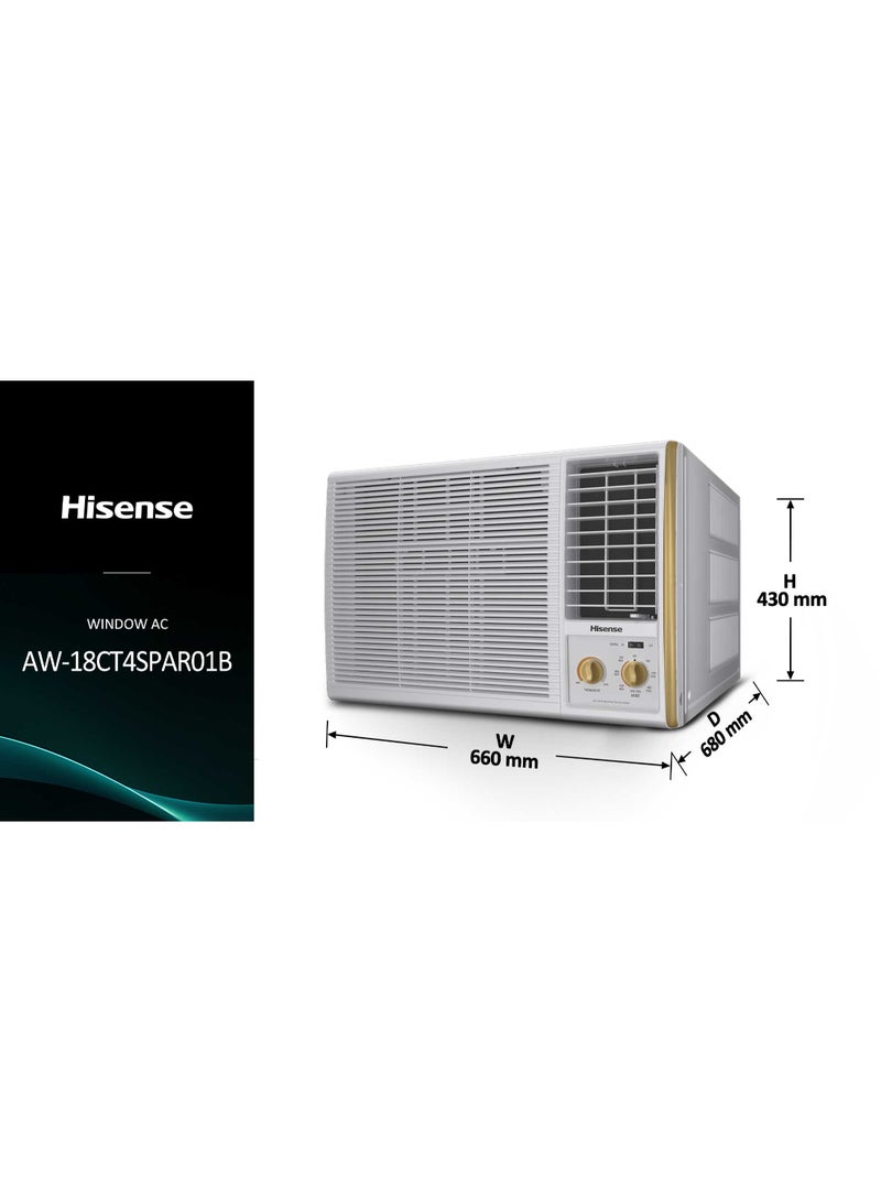 هايسنس مكيف هواء نافذة بقدرة 1.5 طن 18000 وحدة حرارية BTU ضاغط دوار R410A T3 - Image 2
