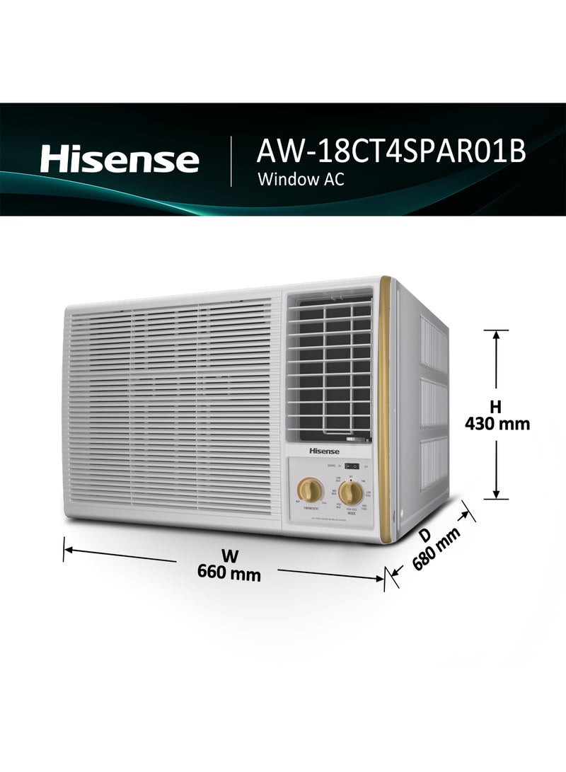 هايسنس مكيف هواء نافذة بقدرة 1.5 طن 18000 وحدة حرارية BTU ضاغط دوار R410A T3 - Image 3