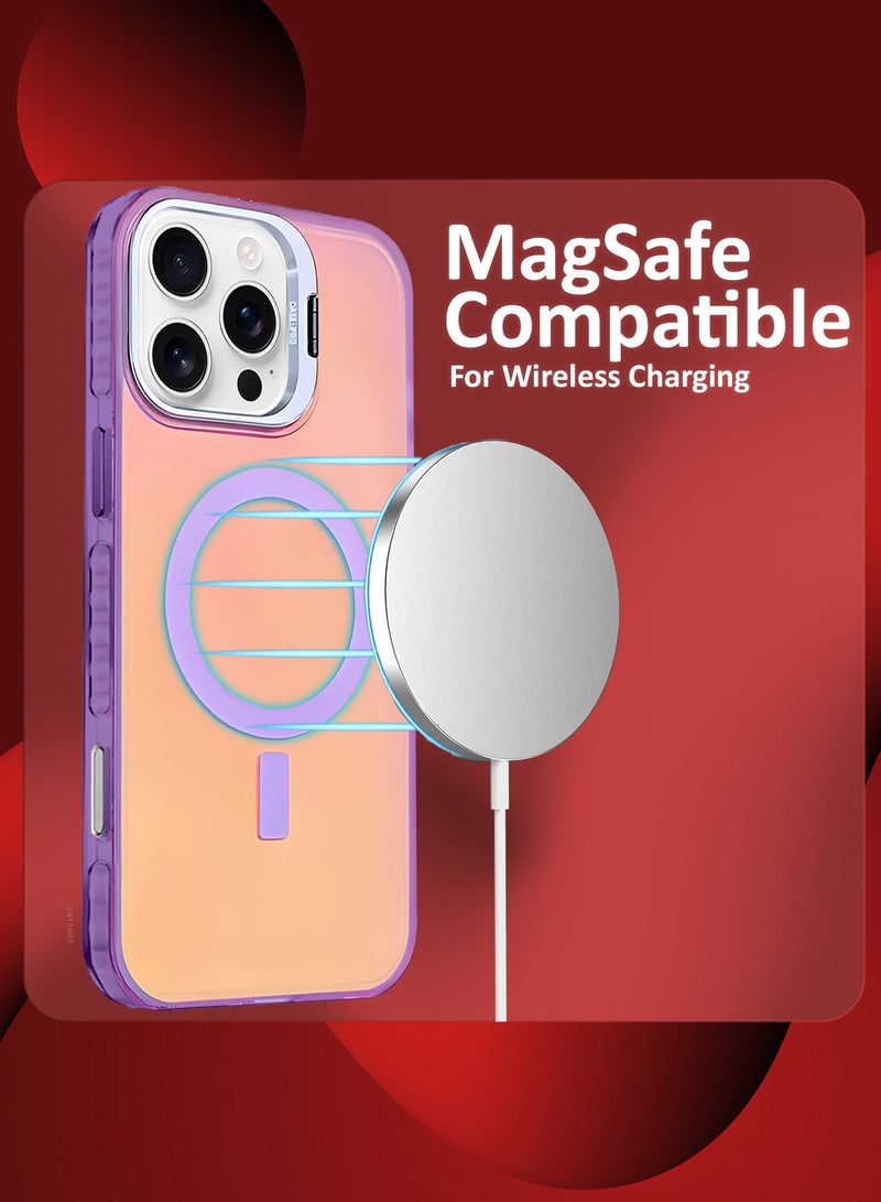MARGOUN ( iPhone 15 Pro Max ) 3 Pack, 1 Case and 2 Screen Protectors, Gradient Holographic Iridescent MagSafe Case,Kickstand Case Cover Holographic Purple  - Image 5
