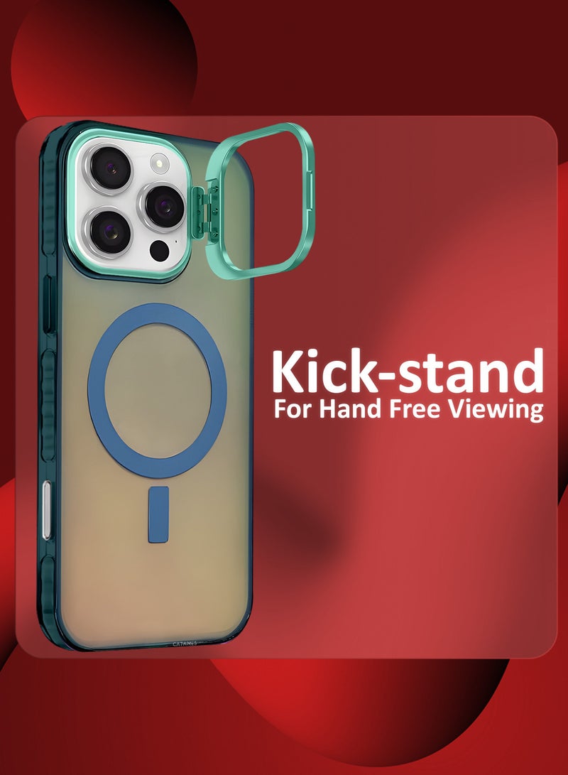 مارجون ( iPhone 16 Pro Max ) Case, Gradient Holographic Iridescent MagSafe Case,Kickstand Case Cover Holographic Green - Image 2