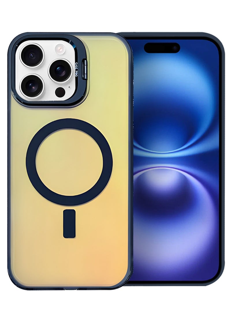 مارجون ( iPhone 16 Pro Max ) Case, Gradient Holographic Iridescent MagSafe Case,Kickstand Case Cover Holographic Deep Blue - Image 1