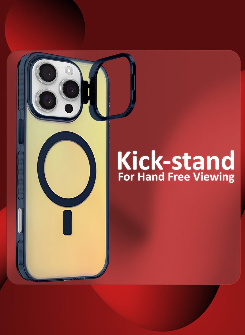 مارجون ( iPhone 16 Pro Max ) Case, Gradient Holographic Iridescent MagSafe Case,Kickstand Case Cover Holographic Deep Blue - Image 2