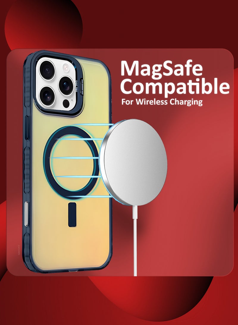 مارجون ( iPhone 16 Pro Max ) Case, Gradient Holographic Iridescent MagSafe Case,Kickstand Case Cover Holographic Deep Blue - Image 4