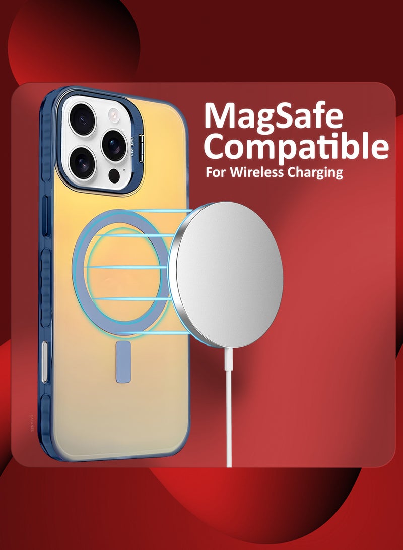MARGOUN ( iPhone 16 Pro Max ) 3 Pack, 1 Case and 2 Screen Protectors, Gradient Holographic Iridescent MagSafe Case,Kickstand Case Cover Holographic Dark Blue  - Image 5