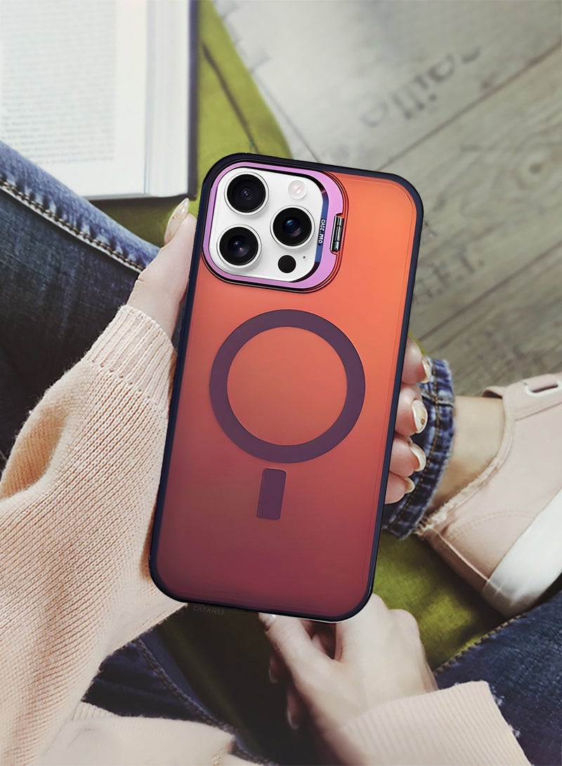 MARGOUN - ( iPhone 16 Pro Max ) Case, Gradient Holographic Iridescent MagSafe Case,Kickstand Case Cover Holographic Maroon - Image 1
