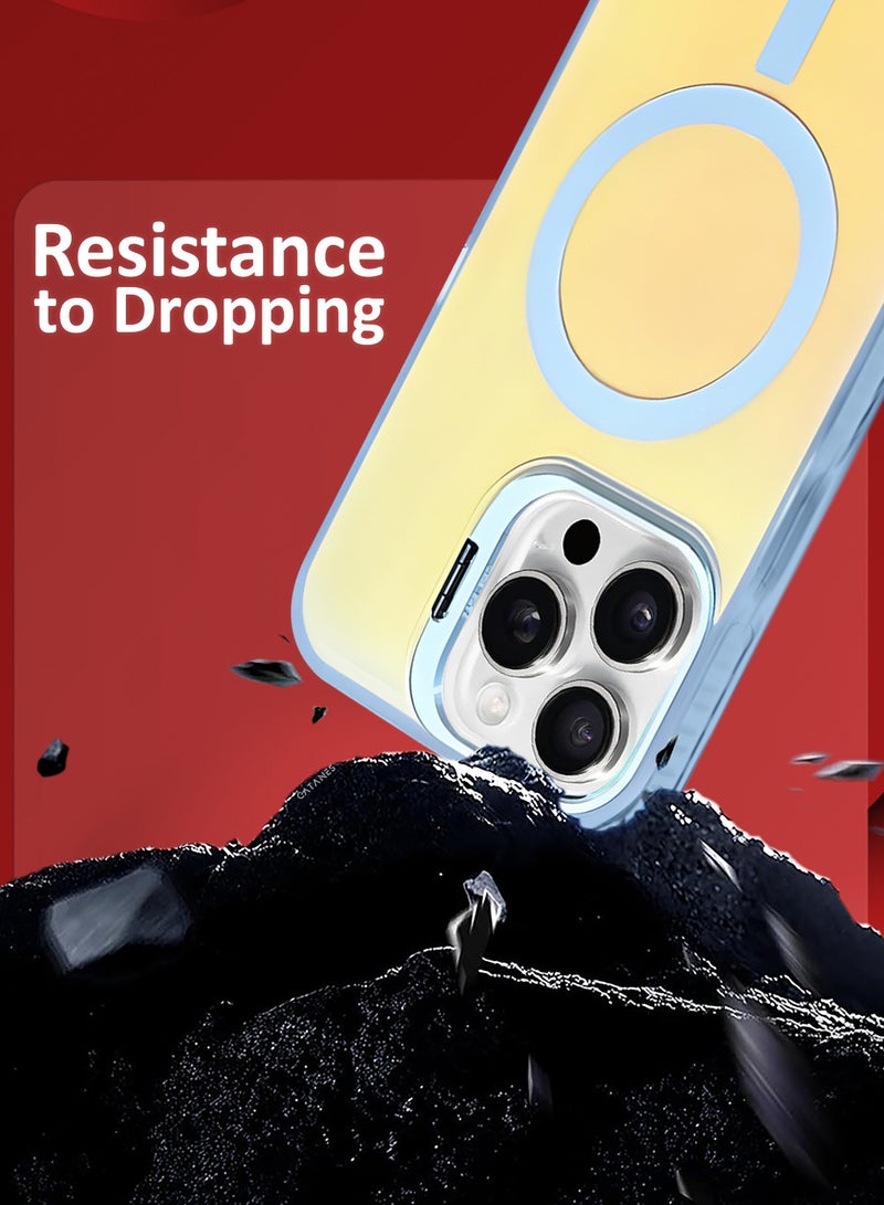 MARGOUN ( iPhone 16 Pro Max ) Case, Gradient Holographic Iridescent MagSafe Case,Kickstand Case Cover Holographic Light Blue - Image 3