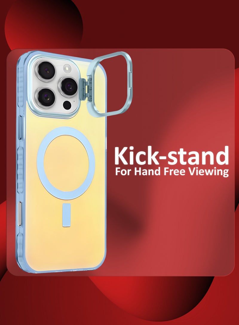 MARGOUN ( iPhone 16 Pro Max ) Case, Gradient Holographic Iridescent MagSafe Case,Kickstand Case Cover Holographic Light Blue - Image 2