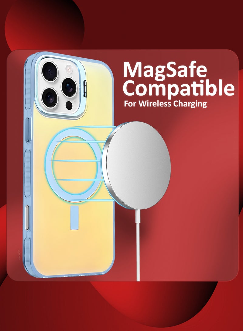 MARGOUN ( iPhone 16 Pro Max ) Case, Gradient Holographic Iridescent MagSafe Case,Kickstand Case Cover Holographic Light Blue - Image 4