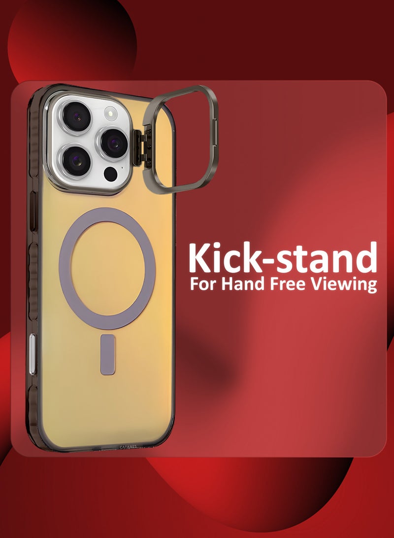 مارجون ( iPhone 16 Pro Max ) 3 Pack, 1 Case and 2 Screen Protectors, Gradient Holographic Iridescent MagSafe Case,Kickstand Case Cover Holographic Brown - Image 3