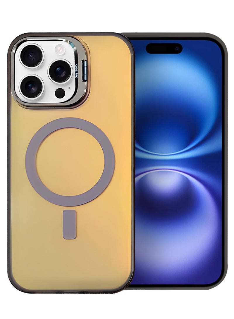 مارجون ( iPhone 16 Pro Max ) 3 Pack, 1 Case and 2 Screen Protectors, Gradient Holographic Iridescent MagSafe Case,Kickstand Case Cover Holographic Brown - Image 2